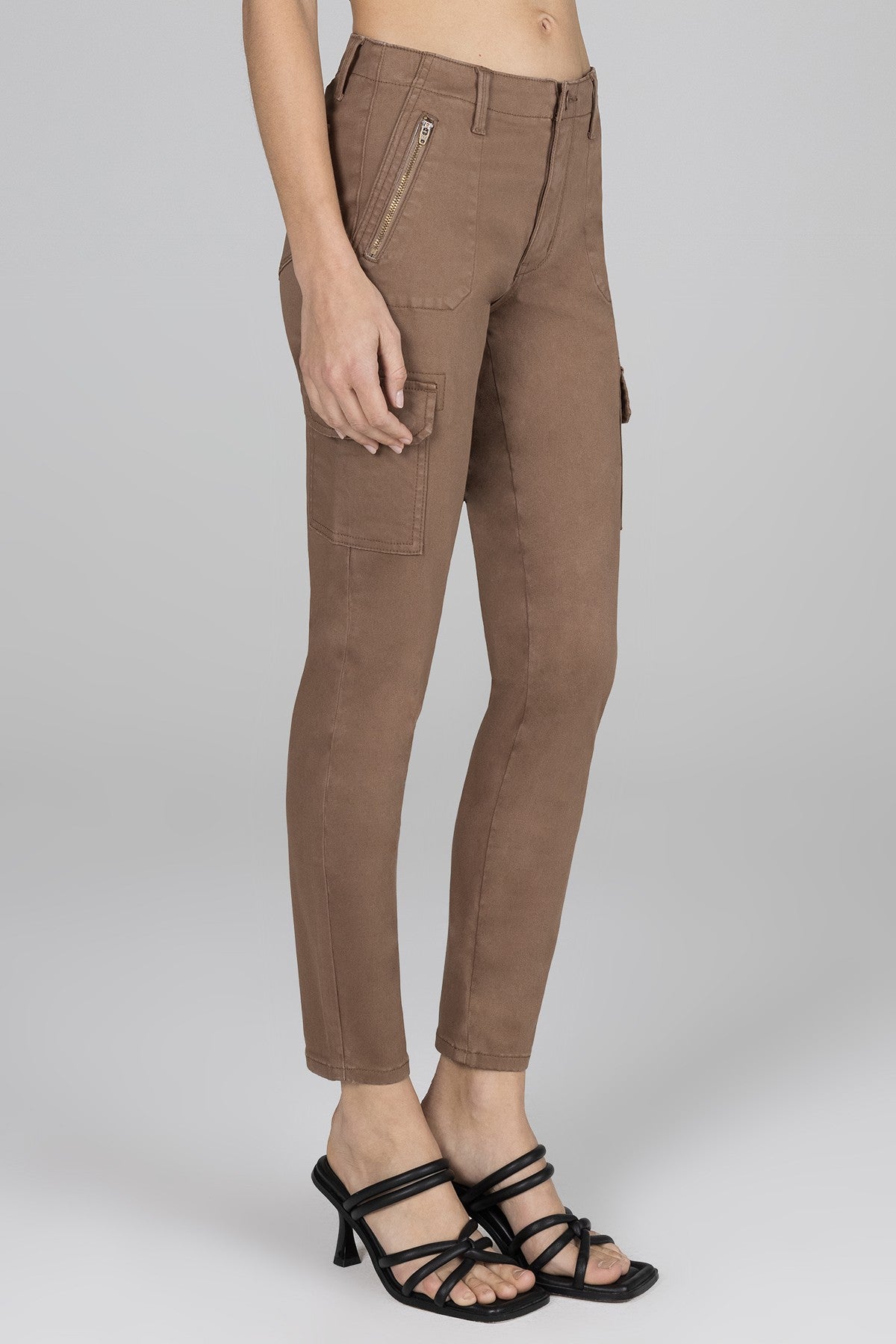 Madeline Mid Rise Cargo Skinny - Brown