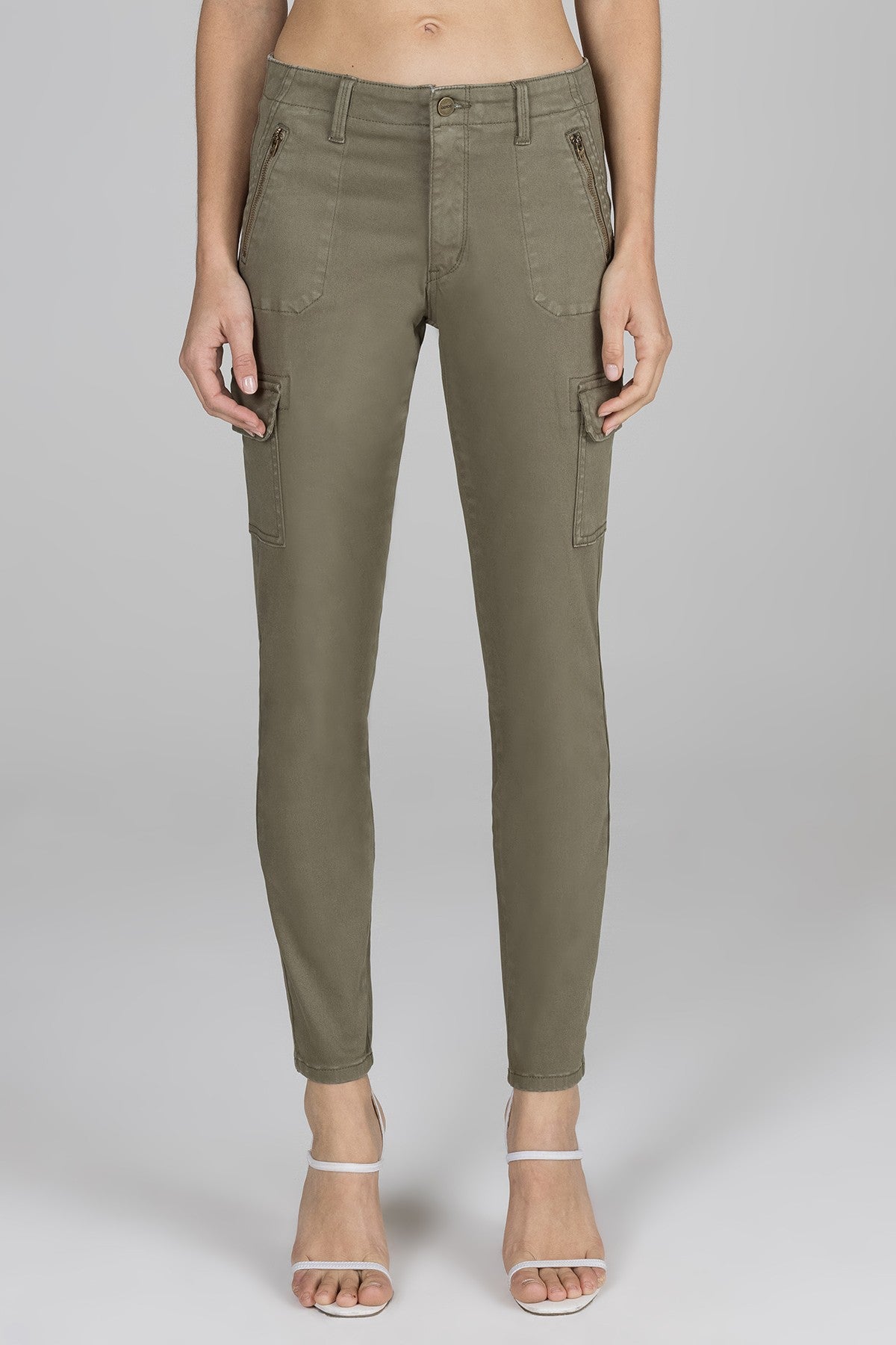Sophia Mid Rise Cargo Skinny - Olive
