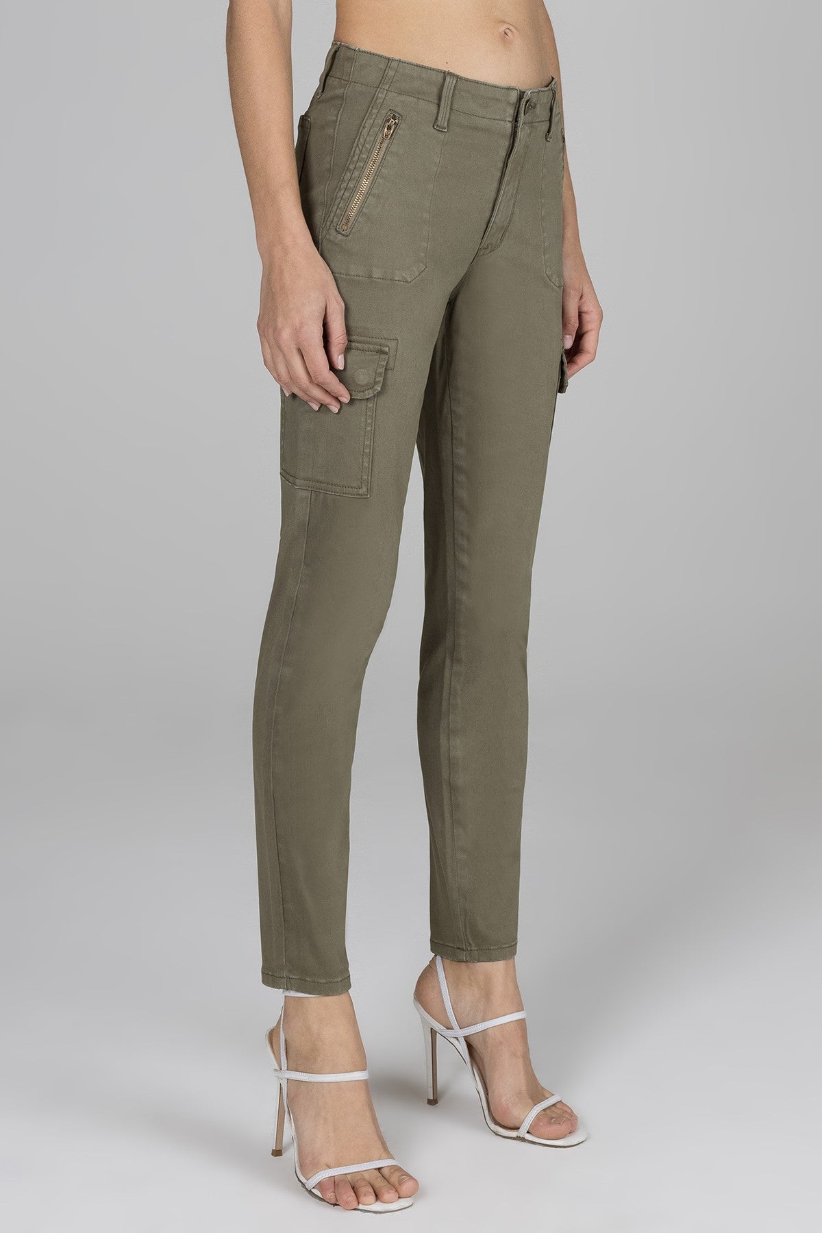 Sophia Mid Rise Cargo Skinny - Olive