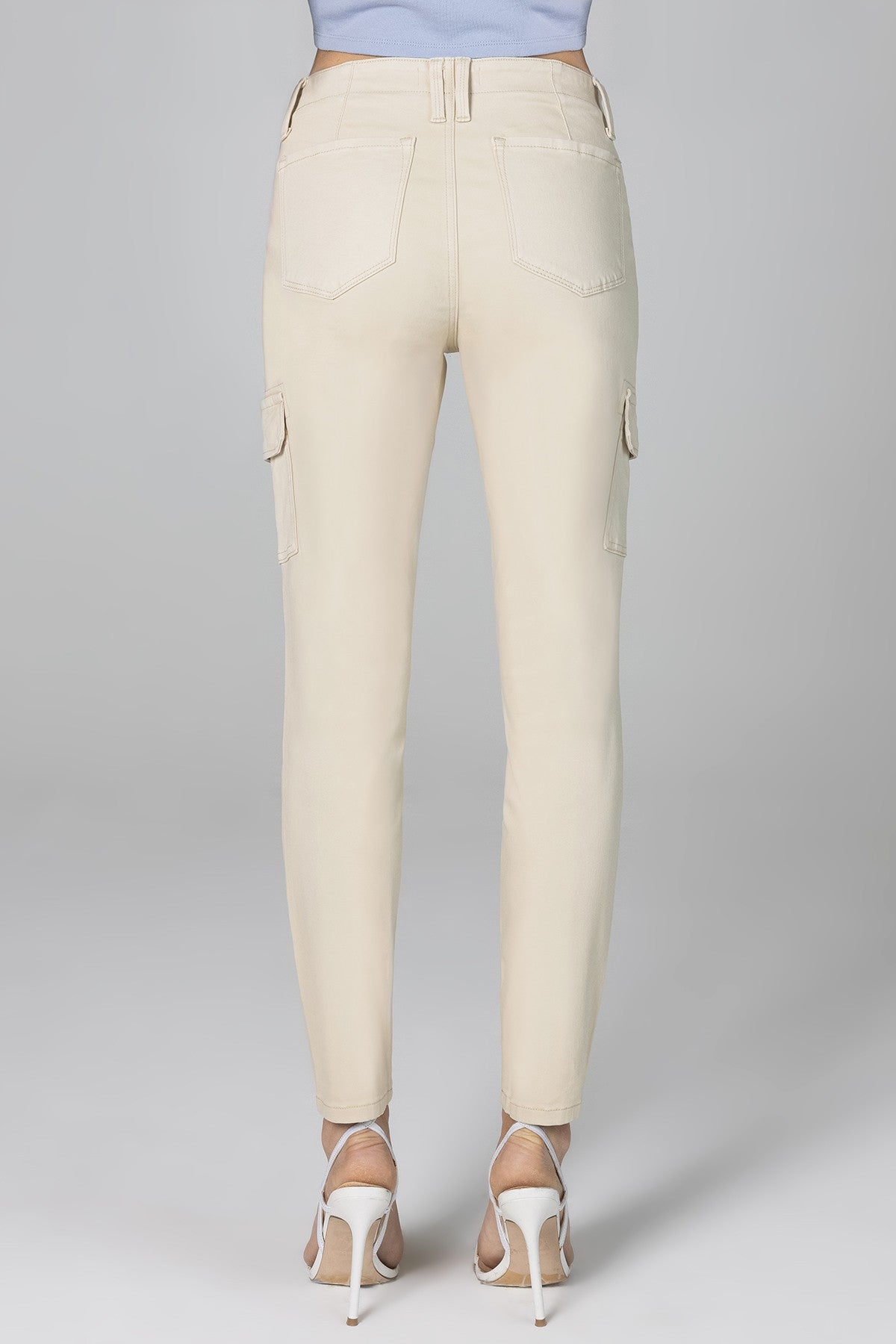 Adriana Mid Rise Cargo Skinny - Tan