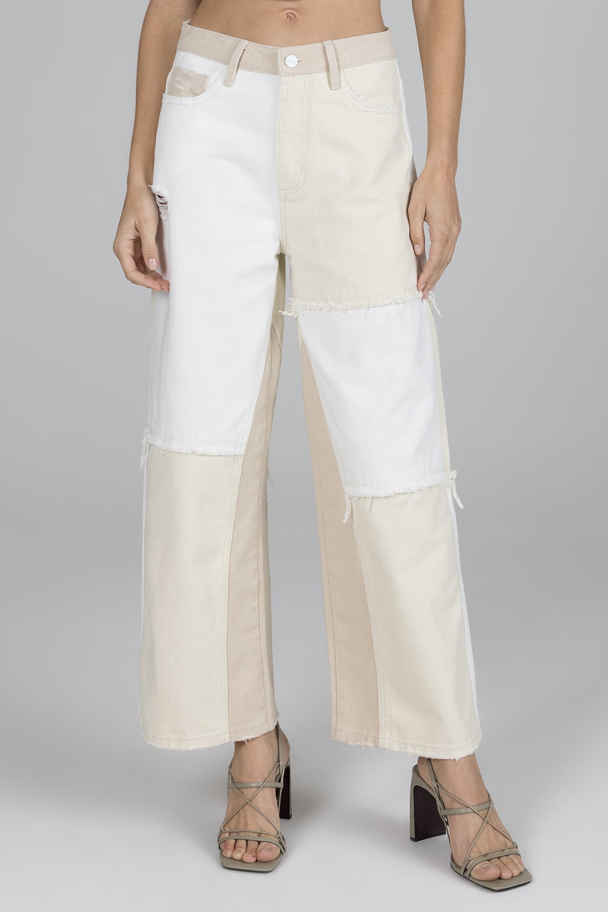 Alyssa High Rise Wide - Cream/White