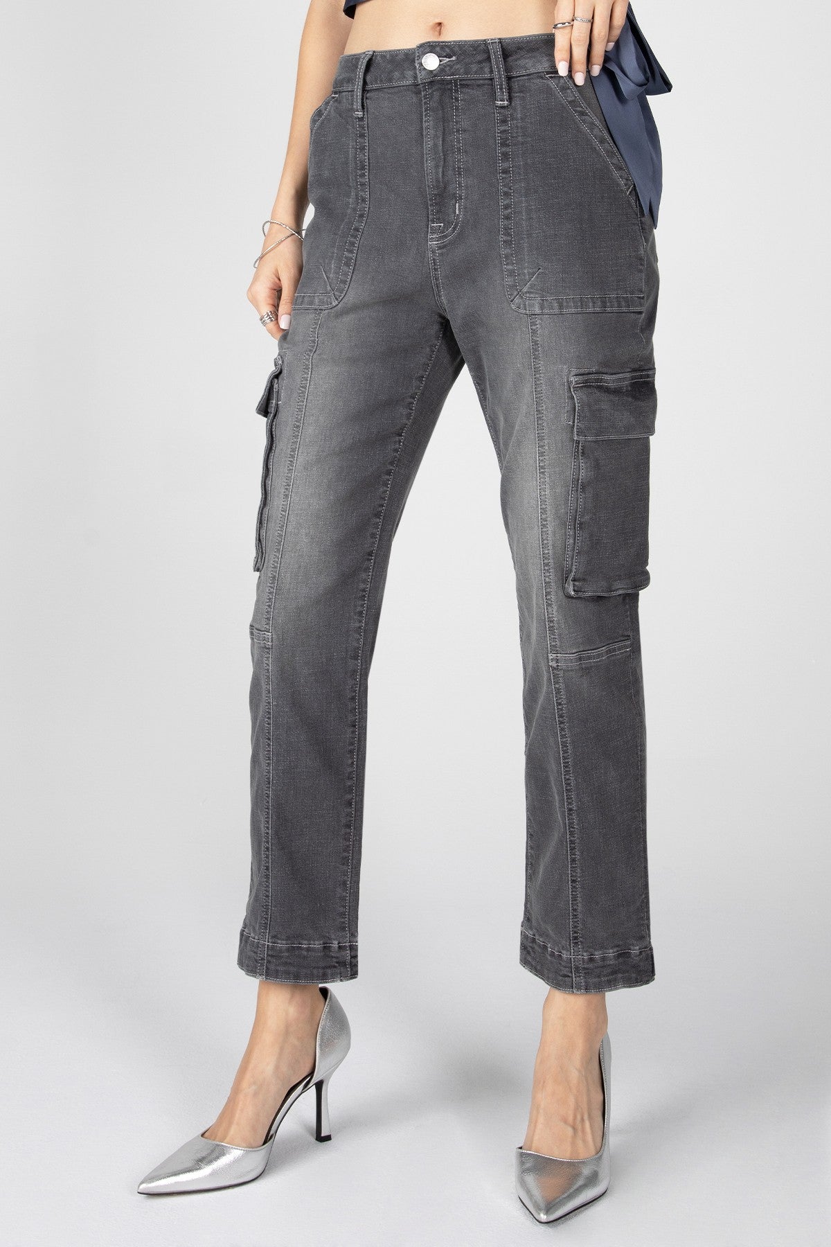 Karina Super High Rise Cargo Skinny - Grey