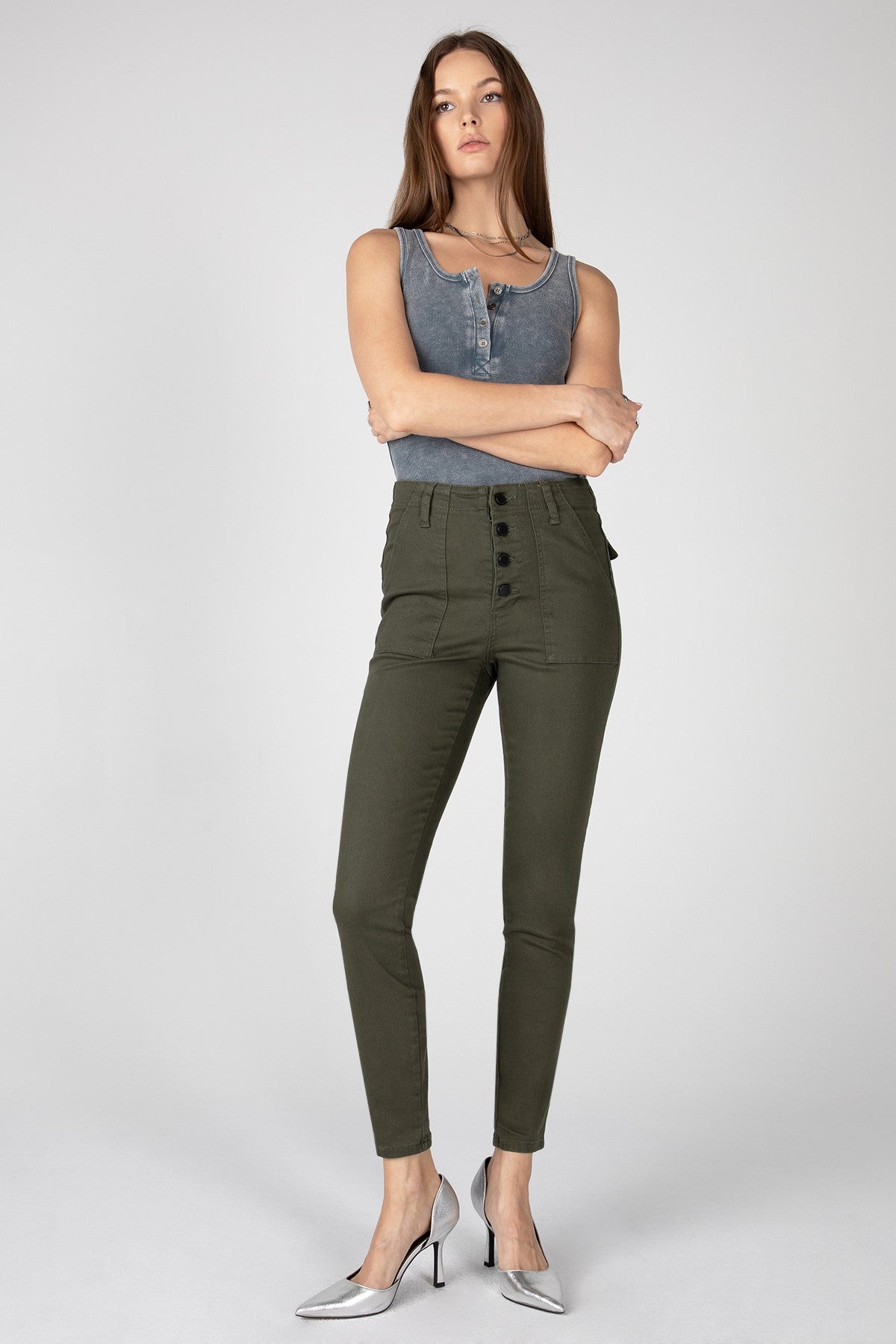 Sandra High Rise Skinny - Olive