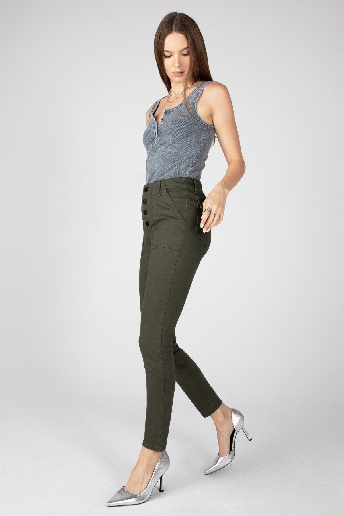 Sandra High Rise Skinny - Olive