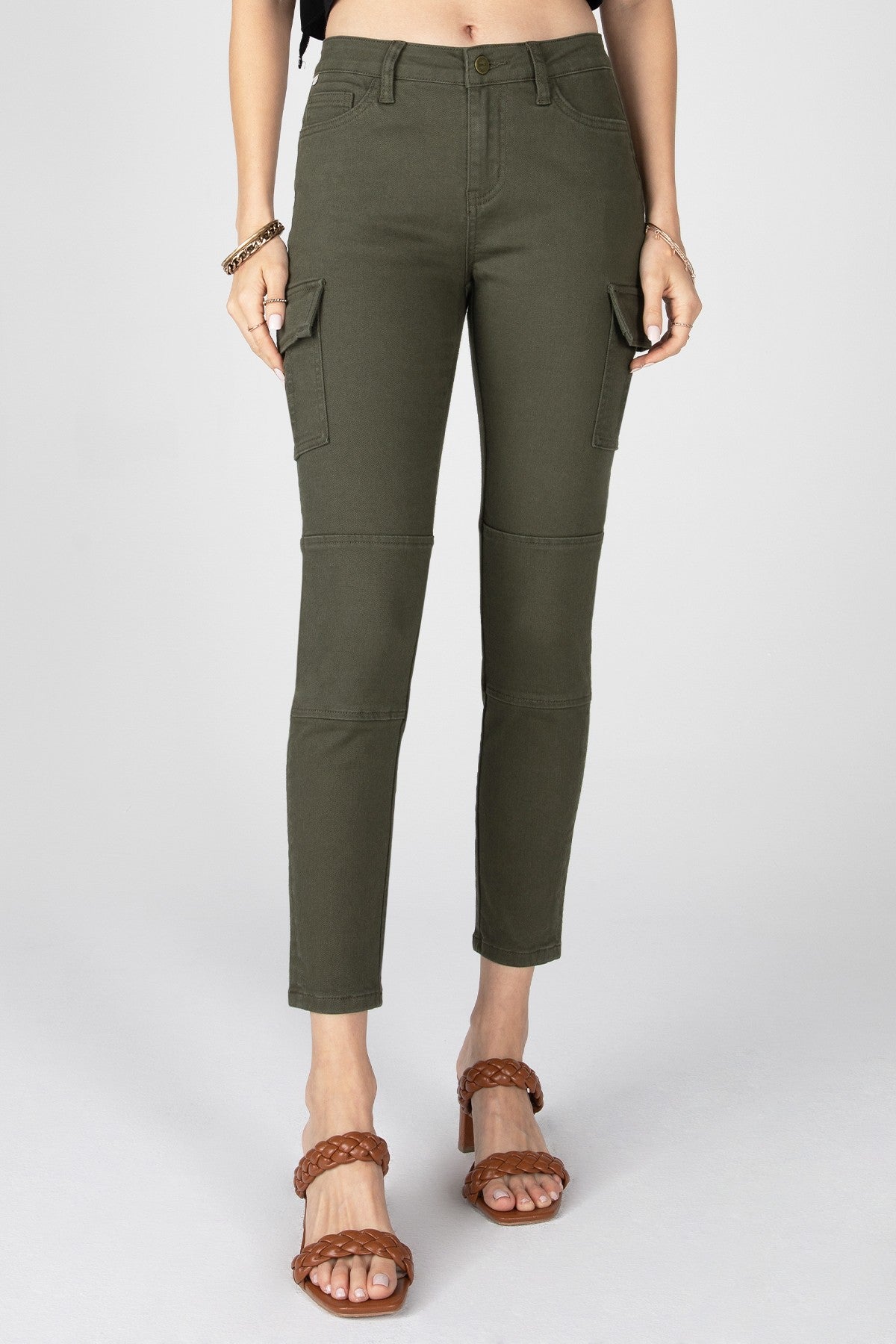 Amanda Mid Rise Cargo Skinny - Olive