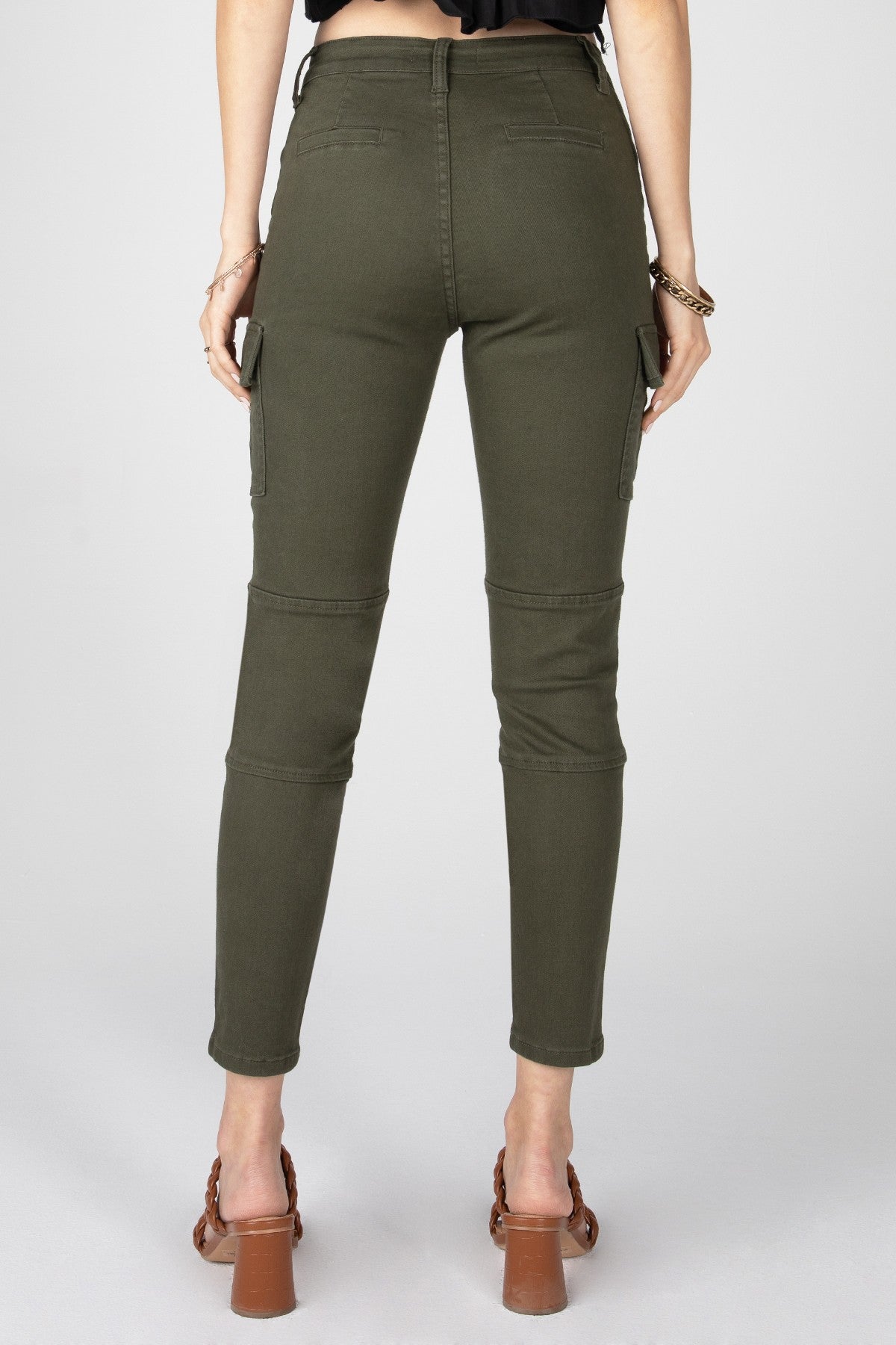 Amanda Mid Rise Cargo Skinny - Olive