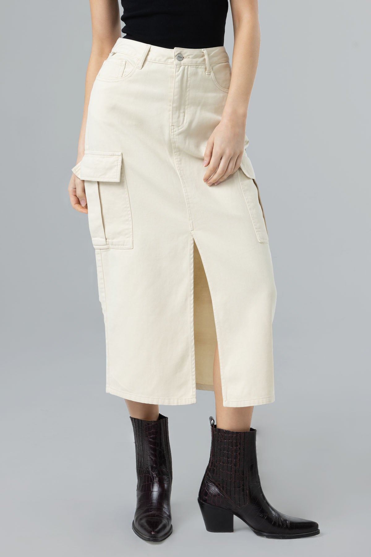 Emma Cargo Midi Skirt - Ecru