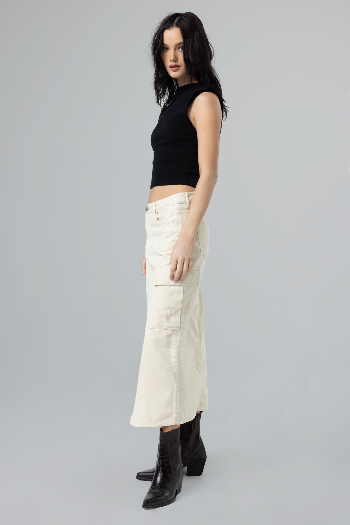 Emma Cargo Midi Skirt - Ecru