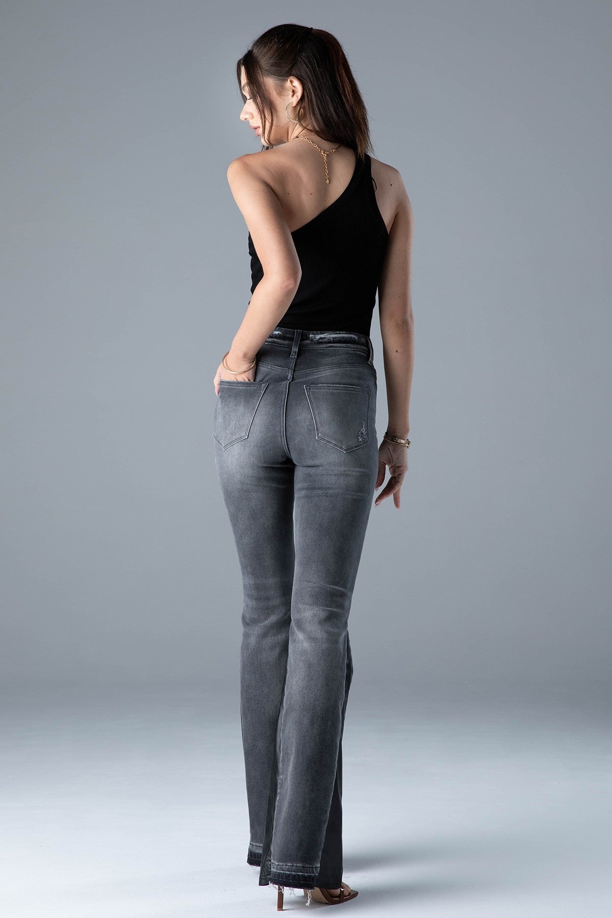 Sienna High Rise Flare - Gray