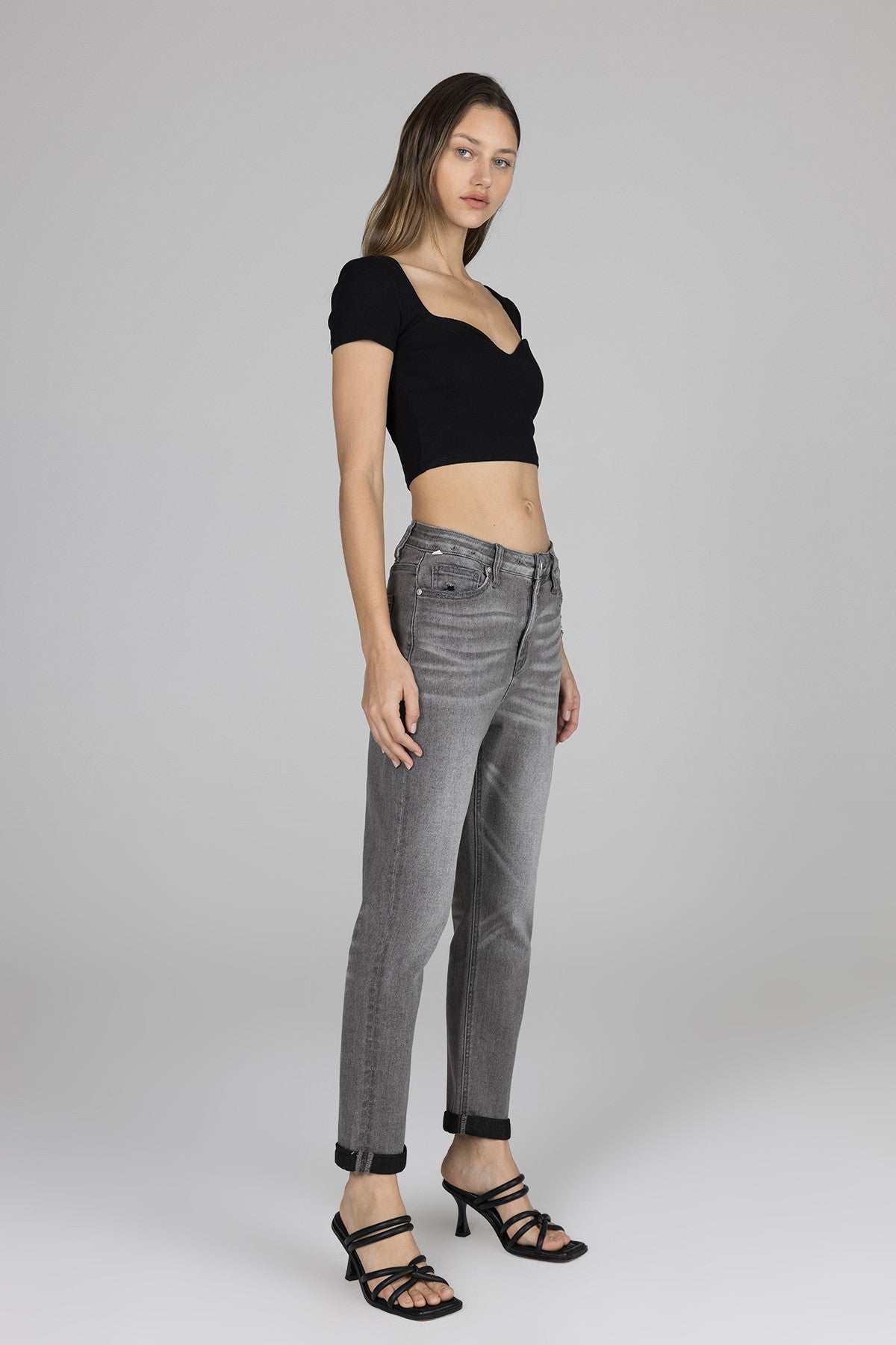 Daphnie High Rise Boyfriend - Grey