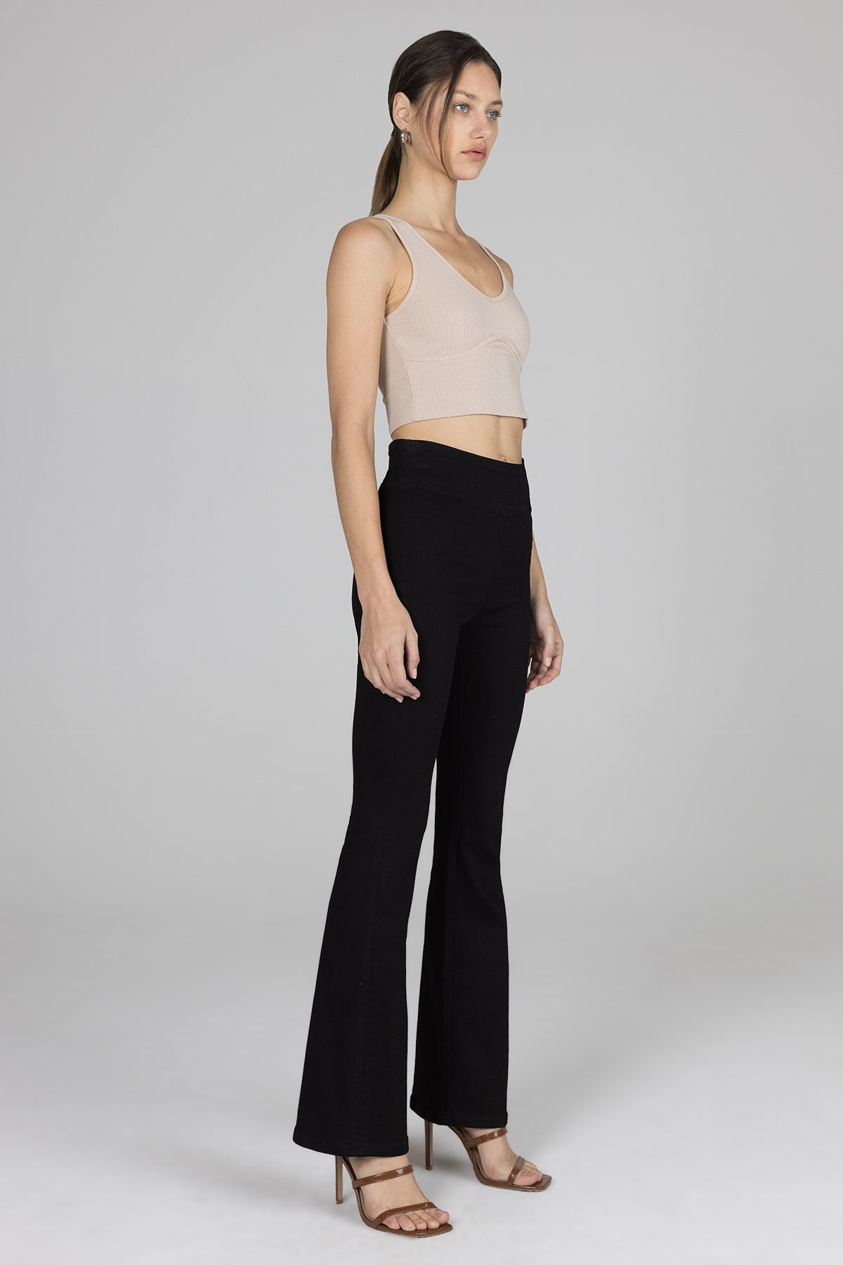 Lucy High Rise Pull On Flare - Black