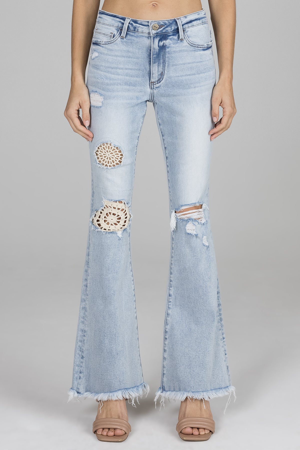 Valerie Mid Rise Crochet Flare - Laguna