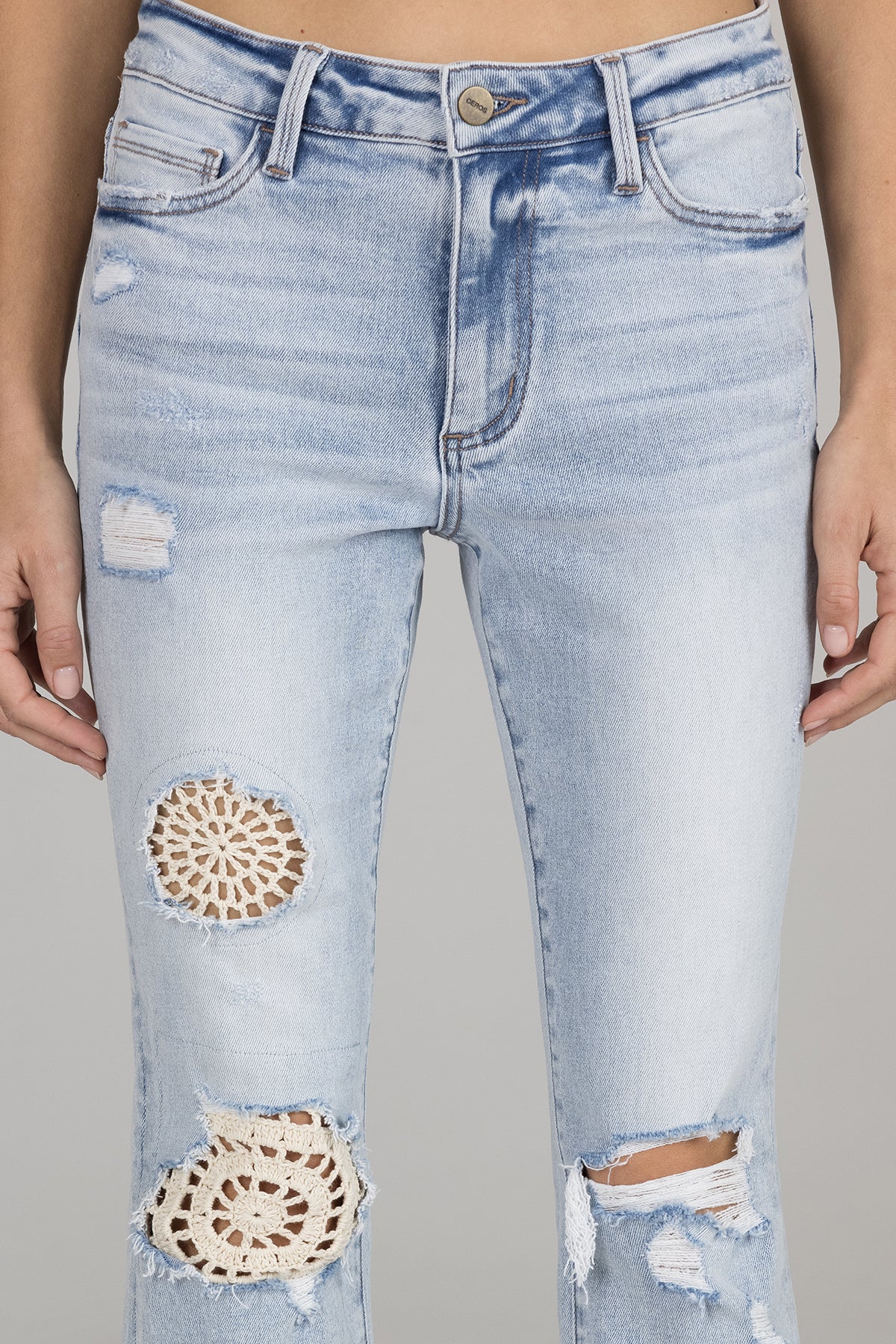 Valerie Mid Rise Crochet Flare - Laguna
