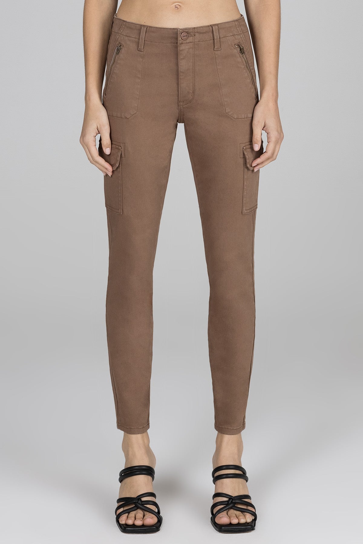 Madeline Mid Rise Cargo Skinny - Brown